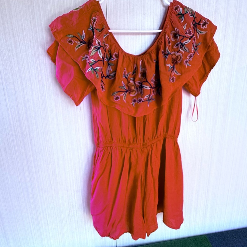 Davi &dani red embroidery romper size S